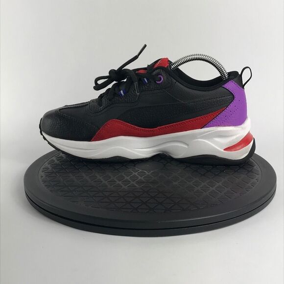 Puma Cilia Lux Black Leather Running Shoes Red/Purple 370282-08 Women’s Size 9 - Picture 9 of 12